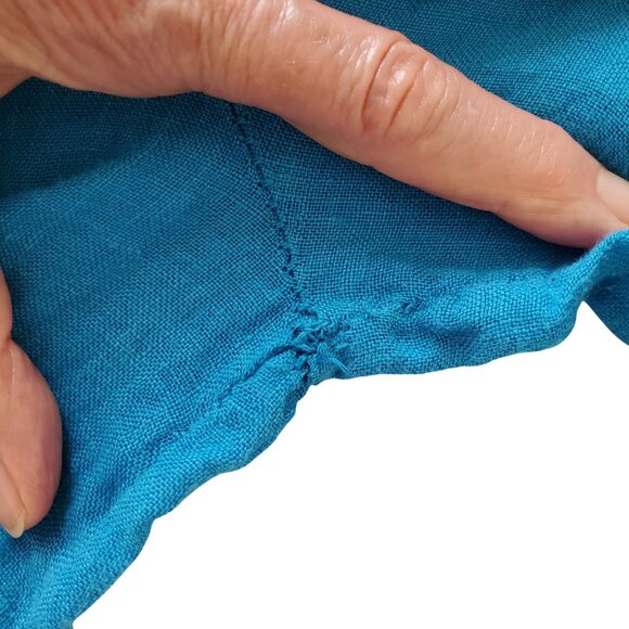 Made In Italy 100% Linen Super Wide Leg Ankle Palazzo Pants Turquoise Blue Sz M - Picture 14 of 15